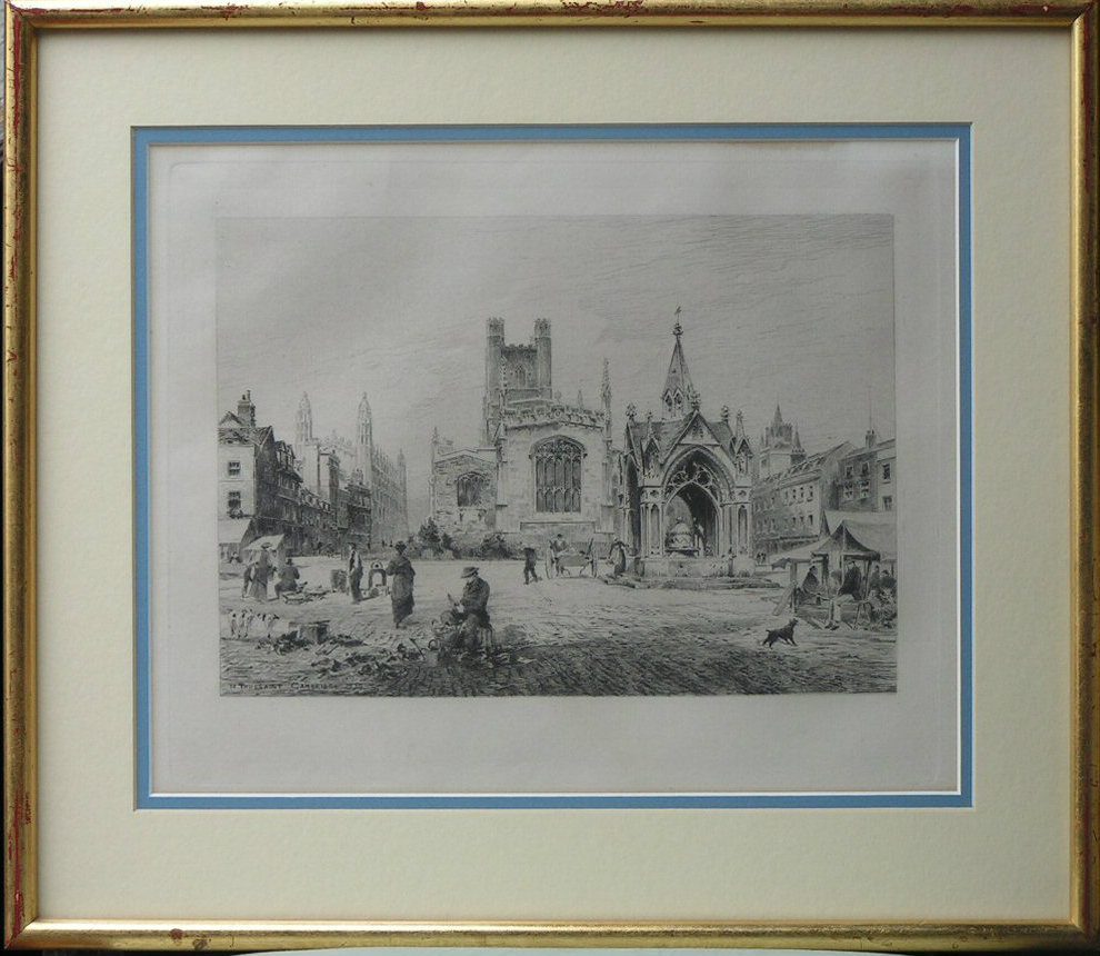 Etching - Market Hill, Cambridge - Toussaint